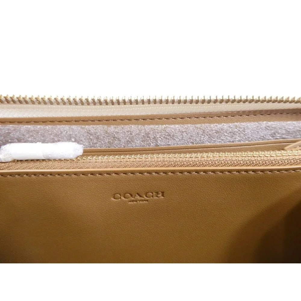 Coach Signature Light Washed Denim Chalk Accordion Zip‎ Wallet NWT C5684